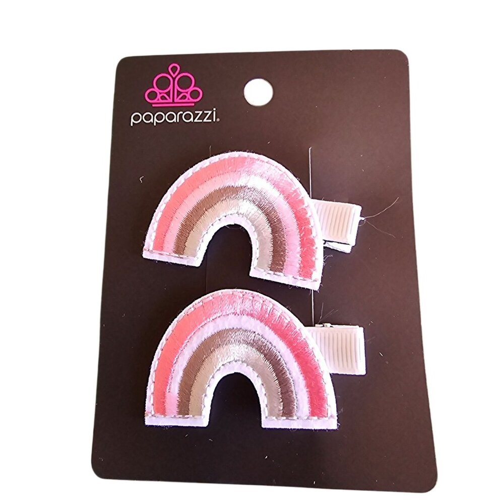 Paparazzi Follow Your Rainbow NWT Set of 2 Barrettes 2" Slide-In Hair Clip Pink